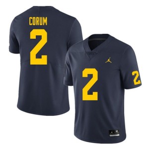 University of Michigan #2 For Men's Blake Corum Jersey Navy Embroidery Alumni Football Limited 285451-351