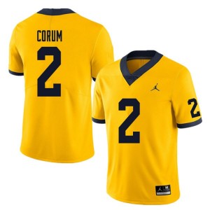 Wolverines #2 Men's Blake Corum Jersey Yellow 2023 Alumni Football 566289-820