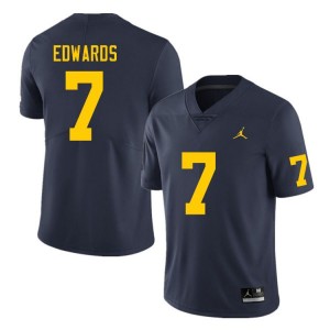University of Michigan #7 For Men's Donovan Edwards Jersey Navy Embroidery Alumni Football Limited 793433-609