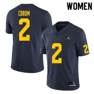 U of M #2 For Women's Blake Corum Jersey Navy College Football Alumni 914740-271