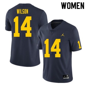 Michigan #14 For Women's Roman Wilson Jersey Navy College Football Alumni 301471-974