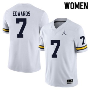 Michigan #7 Womens Donovan Edwards Jersey White Embroidery 495866-656