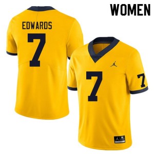 Michigan #7 Women's Donovan Edwards Jersey Yellow Football 204144-846