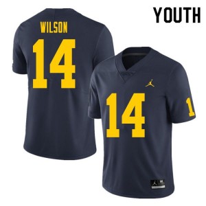 Michigan Wolverines #14 For Youth Roman Wilson Jersey Navy College Alumni Football 882956-817