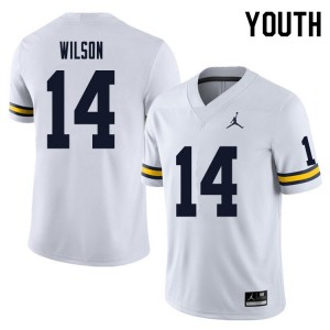 Michigan #14 Youth Roman Wilson Jersey White Official 876961-582