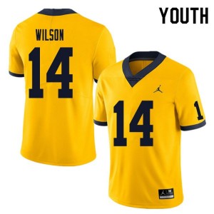 University of Michigan #14 Youth(Kids) Roman Wilson Jersey Yellow Stitched 505220-526