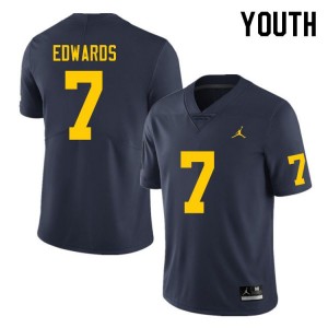Michigan Wolverines #7 For Youth Donovan Edwards Jersey Navy College Alumni Football 977921-471