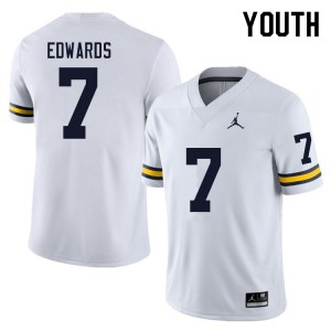 Michigan #7 Youth Donovan Edwards Jersey White Official 365183-852
