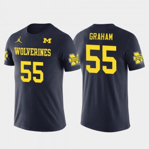 Michigan #55 Men's Brandon Graham T-Shirt Navy NCAA Philadelphia Eagles Football Future Stars 572045-150