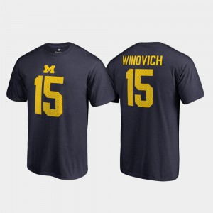 University of Michigan #15 Mens Chase Winovich T-Shirt Navy University College Legends Name & Number 614405-851