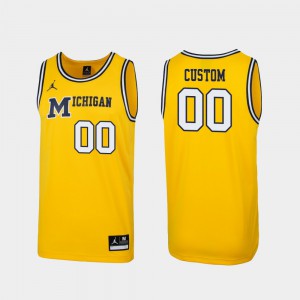 Wolverines Mens Custom Jerseys Maize Embroidery Replica #00 1989 Throwback College Basketball 797075-303