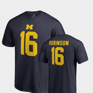 Michigan #16 Men Denard Robinson T-Shirt Navy Stitch College Legends Name & Number 830183-738