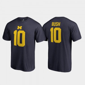 Michigan Wolverines #10 Men's Devin Bush T-Shirt Navy Name & Number College Legends College 561228-525