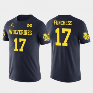 Michigan #17 For Men's Devin Funchess T-Shirt Navy Carolina Panthers Football Future Stars University 927520-207