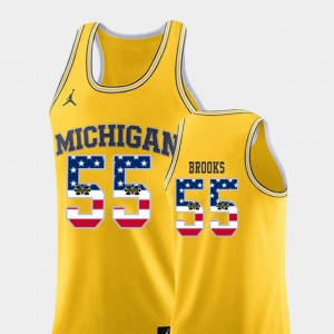 University of Michigan #55 Mens Eli Brooks Jersey Yellow Alumni USA Flag College Basketball 260229-899