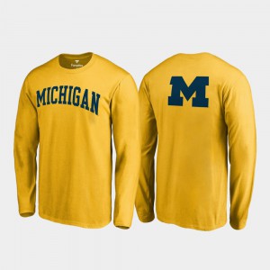 Michigan Wolverines Men T-Shirt Gold Long Sleeve Primetime Official 589740-934