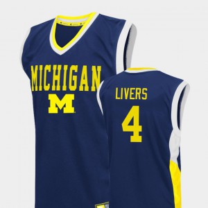 Michigan #4 Men's Isaiah Livers Jersey Blue High School Fadeaway College Basketball 589761-892
