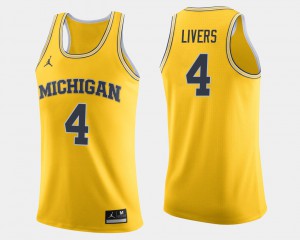U of M #4 Mens Isaiah Livers Jersey Maize College Basketball Embroidery 376672-236