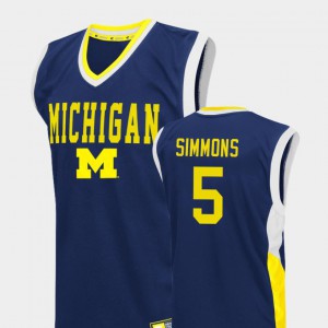 Michigan Wolverines #5 For Men Jaaron Simmons Jersey Blue Player College Basketball Fadeaway 943100-950