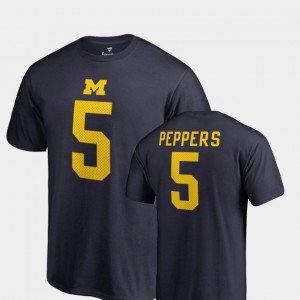 University of Michigan #5 Men's Jabrill Peppers T-Shirt Navy Embroidery Name & Number College Legends 363970-444