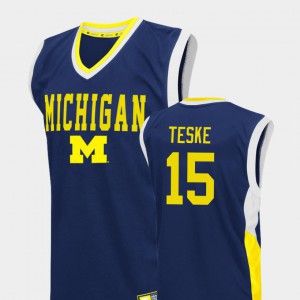 University of Michigan #15 For Men Jon Teske Jersey Blue Alumni Fadeaway College Basketball 123931-465