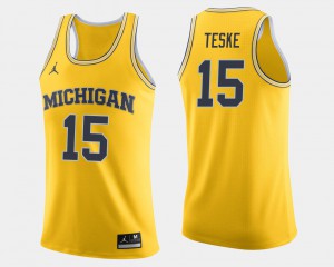 Michigan #15 For Men's Jon Teske Jersey Maize College Basketball Player 389672-571