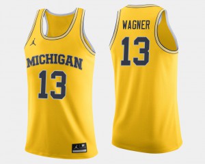 University of Michigan #13 Men Moritz Wagner Jersey Maize University College Basketball 605106-861