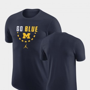 University of Michigan For Men's T-Shirt Navy Stitch Basketball Team 881972-658