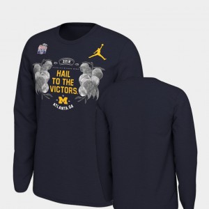 Michigan For Men T-Shirt Navy NCAA Verbiage Long Sleeve 2018 Peach Bowl Bound 572928-553