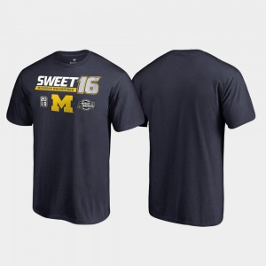 University of Michigan Mens T-Shirt Navy Stitched Sweet 16 Backdoor March Madness 2019 NCAA Basketball Tournament 286546-703
