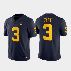Michigan #3 Mens Rashan Gary Jersey Navy Embroidery Game Football 935657-483