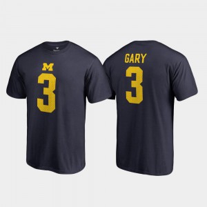 University of Michigan #3 Men's Rashan Gary T-Shirt Navy College Name & Number College Legends 163524-123