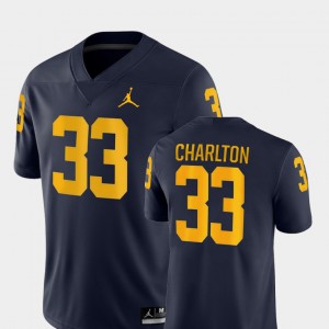 Michigan Wolverines #33 Mens Taco Charlton Jersey Navy College Football Game Stitched 770944-116