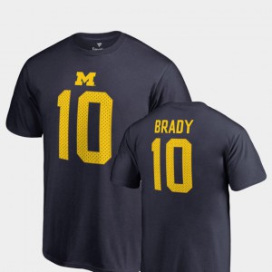 U of M #10 Mens Tom Brady T-Shirt Navy Name & Number College Legends Embroidery 269547-361
