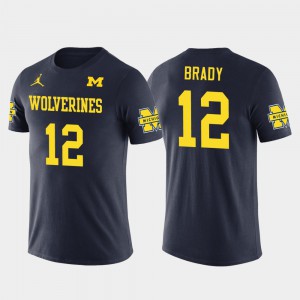 U of M #12 For Men's Tom Brady T-Shirt Navy New England Patriots Football Future Stars University 763405-925