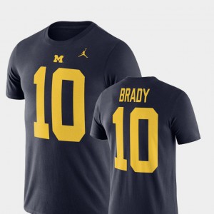 University of Michigan #10 Men Tom Brady T-Shirt Navy NCAA Jordan Football Performance 737440-647