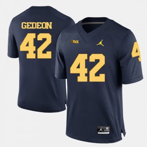 University of Michigan #42 Men's Ben Gedeon Jersey Navy Blue College Football Player 750085-824