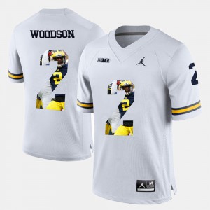 Wolverines #2 For Men's Charles Woodson Jersey White University Player Pictorial 334550-541