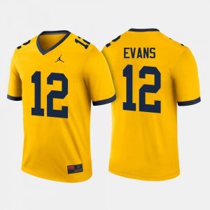 U of M #12 Men Chris Evans Jersey Maize College Football Stitched 639116-451