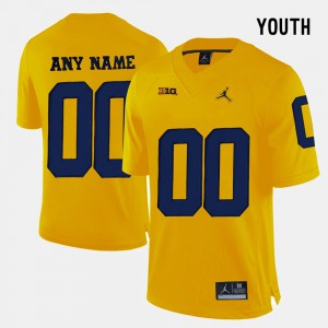 University of Michigan #00 Youth Custom Jerseys Yellow Player College Limited Football 959794-608