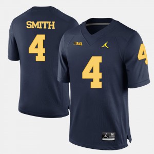 Michigan #4 For Men De'Veon Smith Jersey Navy Blue College Football University 490202-684
