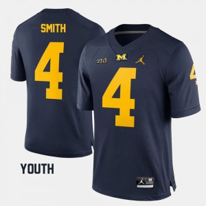 Michigan #4 Youth De'Veon Smith Jersey Navy College Football Embroidery 860319-434
