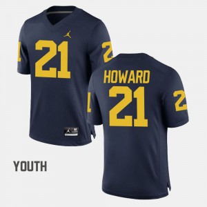 University of Michigan #21 Kids desmond Howard Jersey Navy High School College Football 795809-752