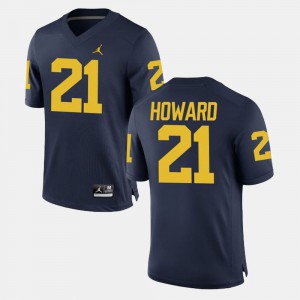 Wolverines #21 Mens desmond Howard Jersey Navy College Football Stitch 763603-995