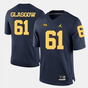 University of Michigan #61 Men's Graham Glasgow Jersey Navy Blue College Football Stitch 632492-471