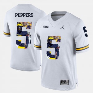 U of M #5 Mens Jabrill Peppers Jersey White Official Player Pictorial 412328-215