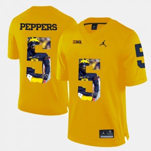 Michigan #5 For Men's Jabrill Peppers Jersey Yellow Embroidery Player Pictorial 679187-184