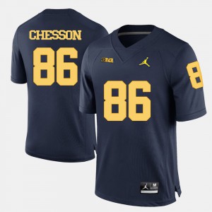 U of M #86 Men's Jehu Chesson Jersey Navy Blue Embroidery College Football 355851-543