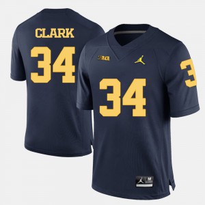 University of Michigan #34 Men Jeremy Clark Jersey Navy Blue College Football Stitched 651627-468