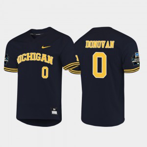 Wolverines #0 For Men's Joe Donovan Jersey Navy Stitch 2019 NCAA Baseball College World Series 629070-560